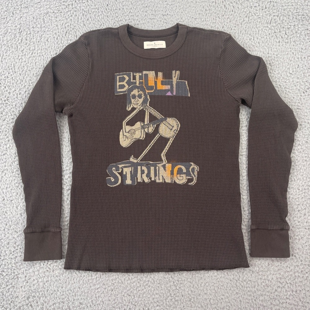 Imogene + Willie Billy Strings Shirt Mens Medium Brown Waffle Knit Thermal USA